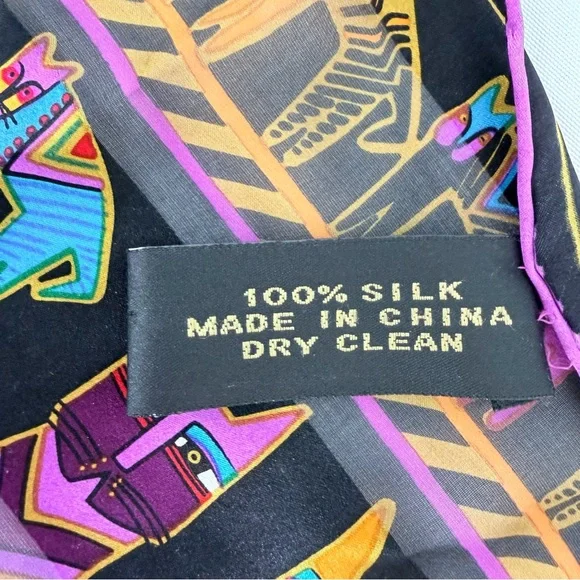 Laurel Burch Purple And Black Silk Cat Scarf 10.5 x 53” - Picture 10 of 12